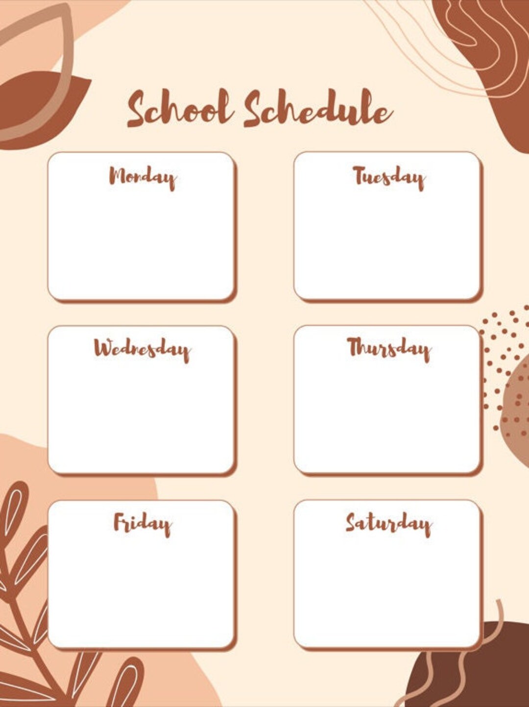 Beige Aesthetic School Schedule Planner Etsy