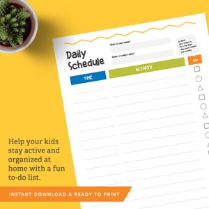 Kids Daily Schedule Planner PDF Printable to Do List | Etsy