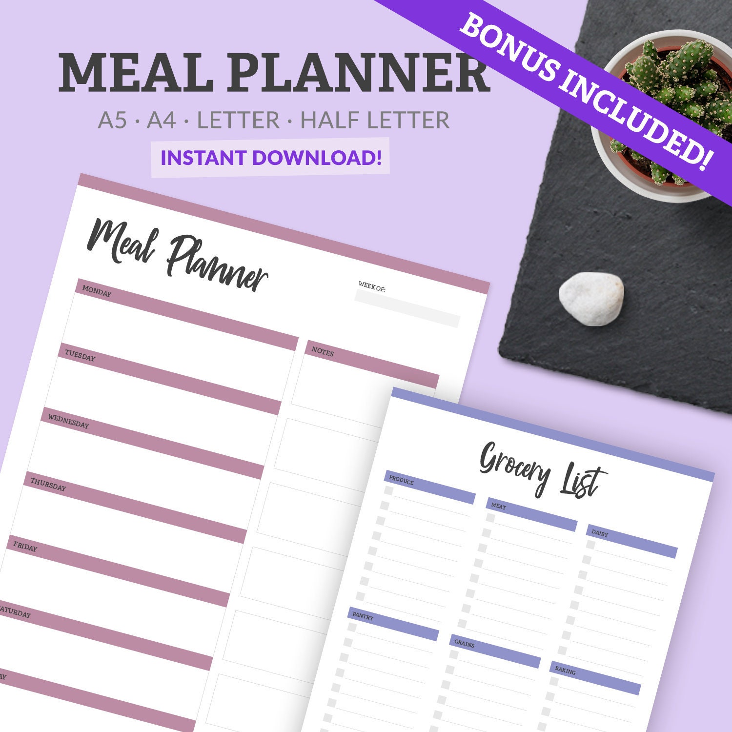 Meal Planner Printable PDF Journal Refills Printable to Do Etsy