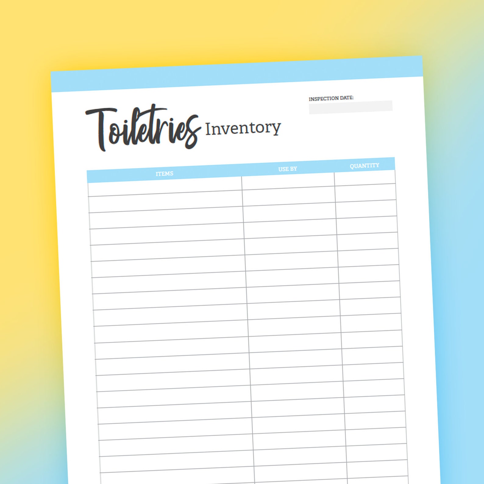 Household Supplies & Toiletries PDF, Printable List, Inventory List