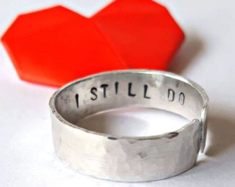 10 year anniversary couple rings-Tin anniversary gift-Secret message jewelry