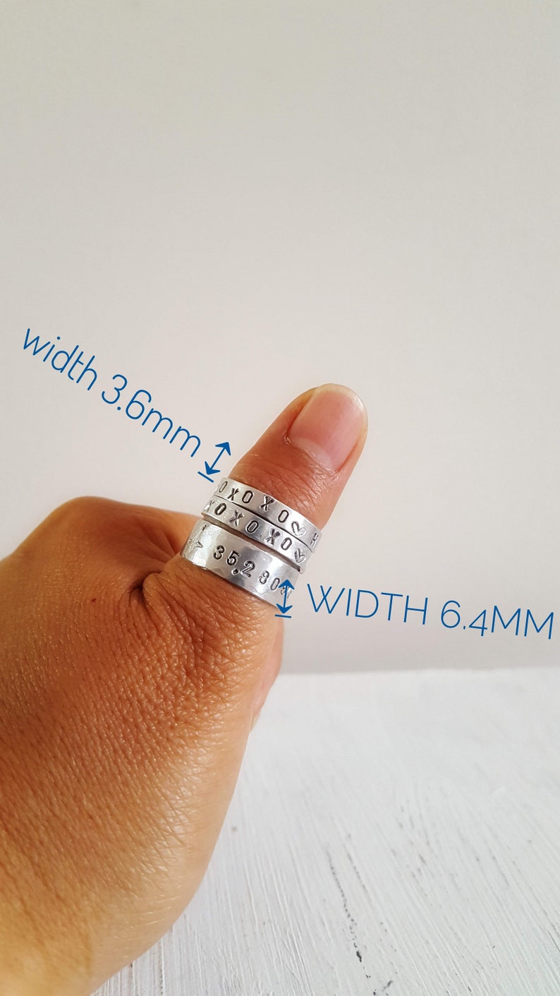 initial ring Name ring 10 year anniversary gift,thumb rings,Custom coordinates Personalized ring Tin anniversary gift couple ring