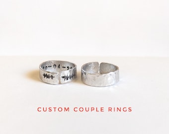 Custom couple rings-Tin Anniversary Gift-Personalized 10 Year Wedding Gift