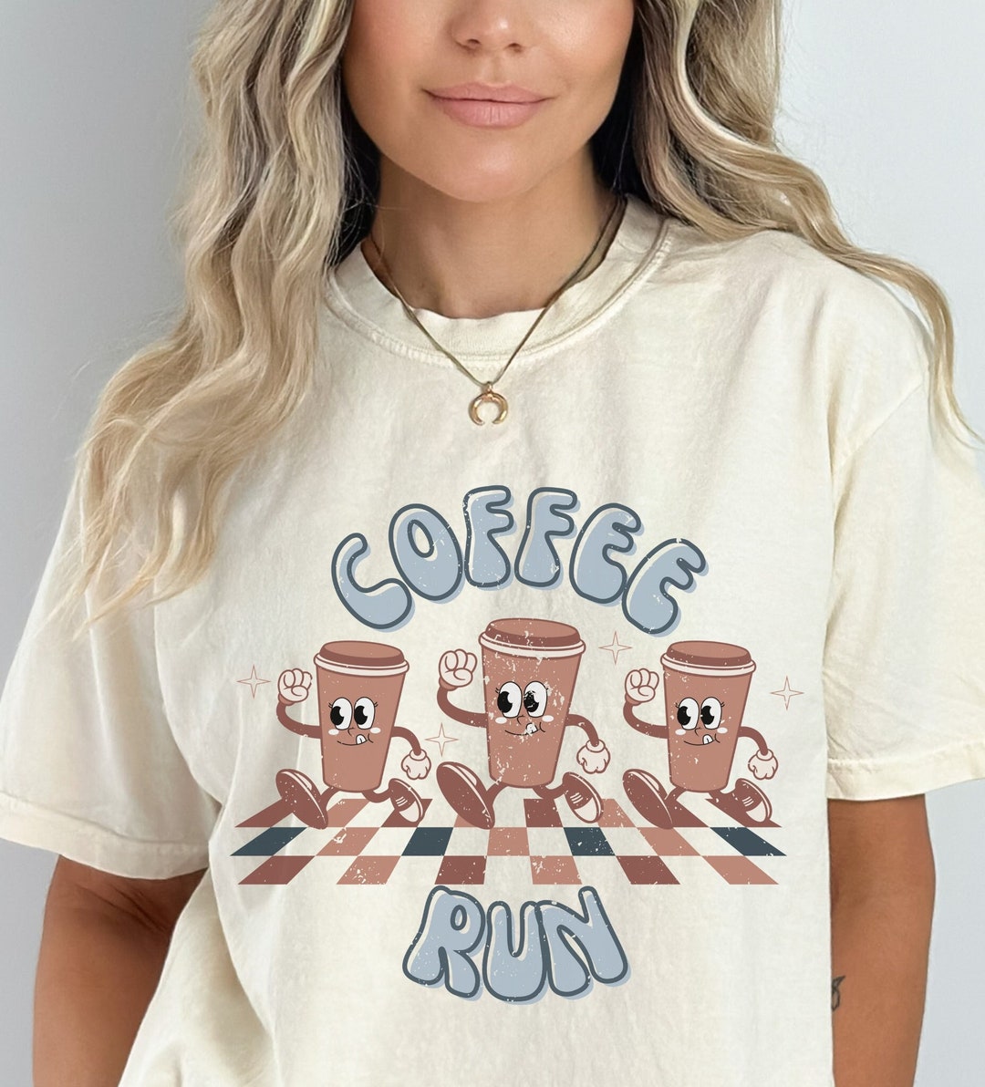 Retro Coffee Run Shirt, Retro Graphic Tee, Comfort Colors Shirt, Funny ...