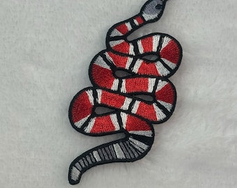 Don't Tread on Me Kingsnake Embroidered Patch Red White Black New Iron On