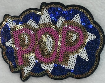 POP Sequin Patch  Multi-Color Comic Art Style Retro Y2K 90s style
