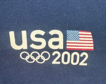2002 USA Salt Lake City Olympics Hoodie Mens XL Blue  Team Zip Up Vintage