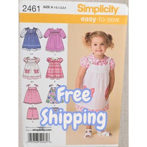 Simplicity 2461 Sewing Pattern Toddlers Size A 1/2-4 Uncut Factory Folded