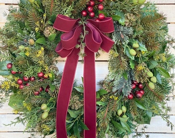 Christmas wreath for front door, Christmas wreath, holiday wreath, winter wreath, Christmas greenery wreath, cedar pine wreath