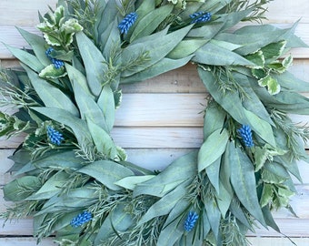 Eucalyptus wreath for front door, spring wreath, summer wreath, eucalyptus wreath, everyday wreath, spring decor, summer decor