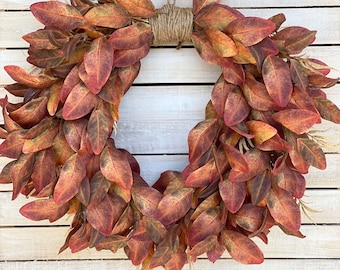 Fall wreath for front door, fall wreath, fall leaf wreath, harvest wreath, eucalyptus wreath