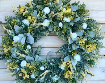 Eucalyptus wreath for front door, spring wreath, summer wreath, eucalyptus wreath, everyday wreath, spring decor, summer decor