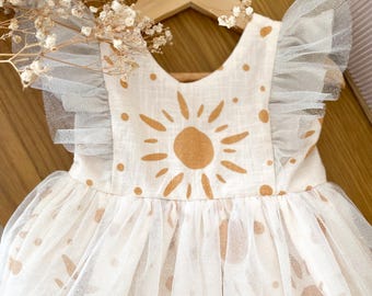 Sunshine Dress with Glitter Tulle, Sizes Newborn - Kids 4
