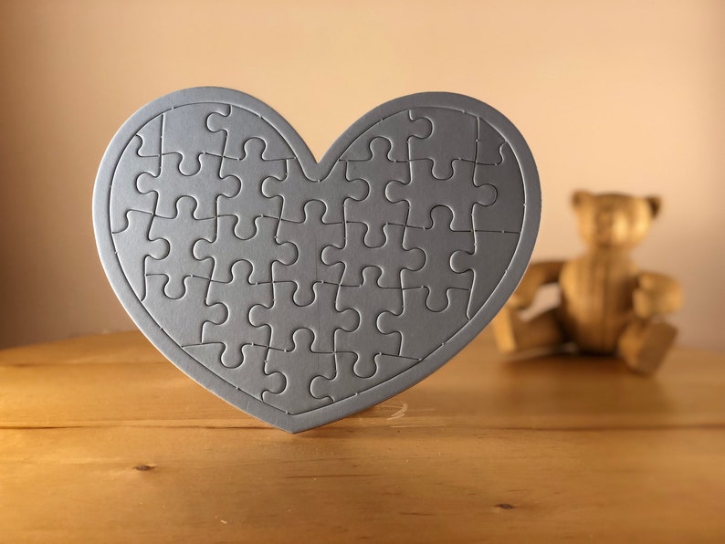 5pack Blank Heart Jigsaw Puzzle Card Blue or Pink Etsy