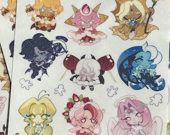 Feuilles d'autocollants inspirés de Cookie Run Kingdom