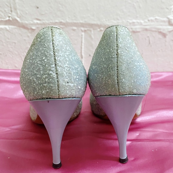 Vintage Elsa Schiaparelli pale blue glitter heel,… - image 4