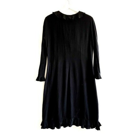 Vintage Gucci Ruffle Trim Washed Silk Black Dress… - image 3