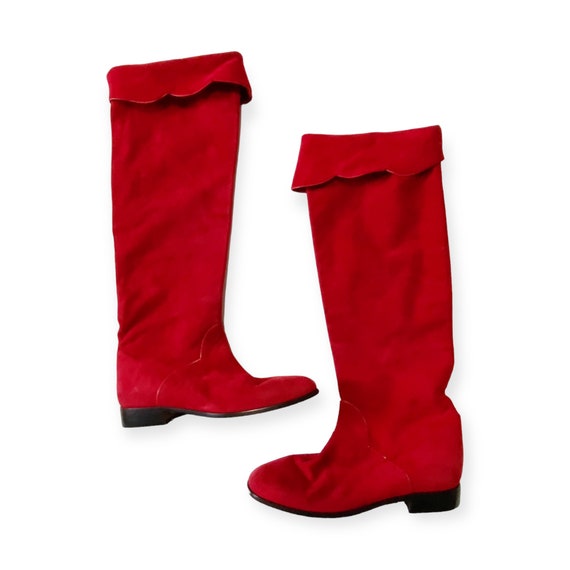 Vintage Yves Saint Laurent red suede over the kne… - image 4