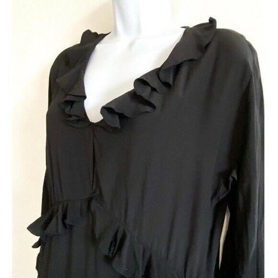 Vintage Gucci Ruffle Trim Washed Silk Black Dress… - image 5