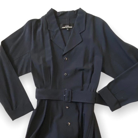 Vinage Comme Des Garcons Tricot Navy Wool Belted … - image 3