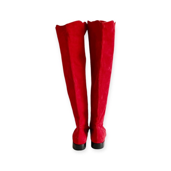 Vintage Yves Saint Laurent red suede over the kne… - image 5