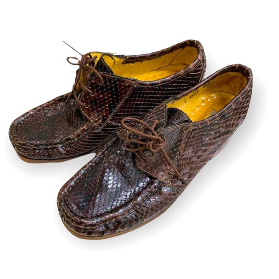 Vintage Patrick Cox Wannabe Snake Lace up Shoes Size 38.5 EU Brown