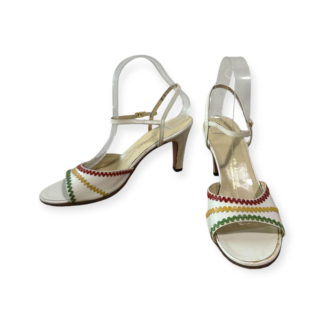 Gold Ric Rac Heels Vintage Joseph Larose High Heel Leather Sandal With Ric Rac Tape, Size ...