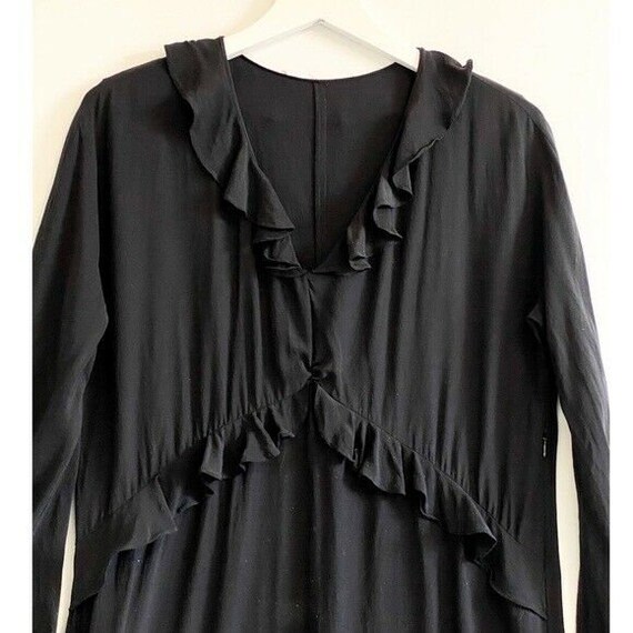 Vintage Gucci Ruffle Trim Washed Silk Black Dress… - image 8