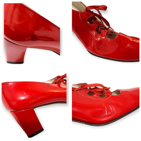 Vintage Herbert Levine Red Patent Mod Ghillie Pum… - image 8
