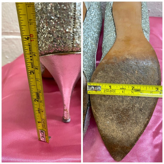Vintage Elsa Schiaparelli silver glitter heel,  S… - image 8