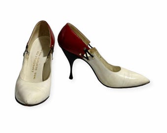 Vintage Herbert Levine Color Block Pumps 1950s 1960s 6AA Narrow