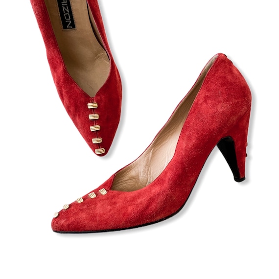 Vintage Maud Frizon red suede pumps, 38 EU