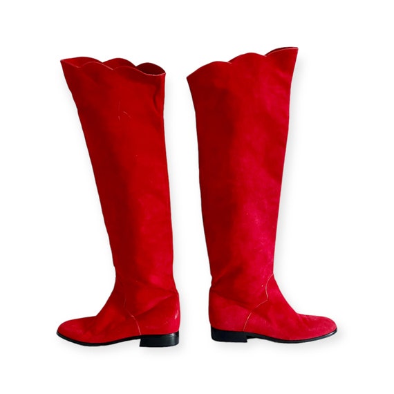 Vintage Yves Saint Laurent red suede over the kne… - image 3