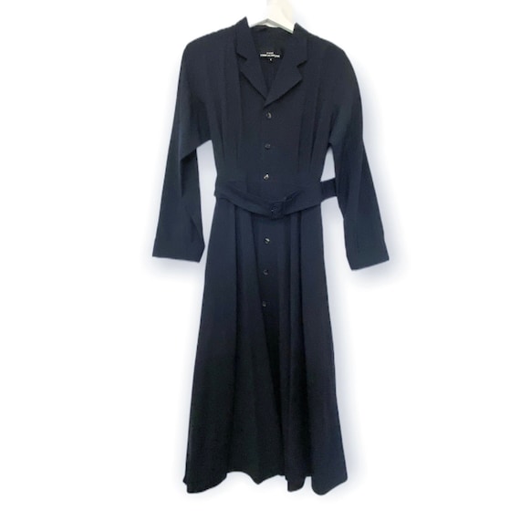 Vinage Comme Des Garcons Tricot Navy Wool Belted … - image 1