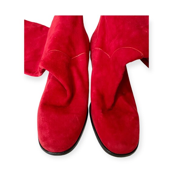 Vintage Yves Saint Laurent red suede over the kne… - image 6