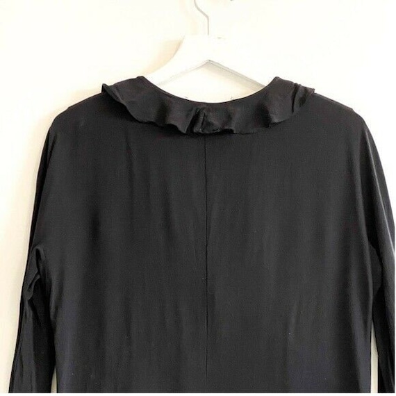Vintage Gucci Ruffle Trim Washed Silk Black Dress… - image 6