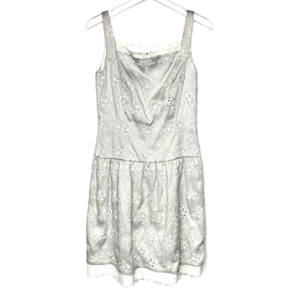 Bill Blass gray eyelet dress, size 6
