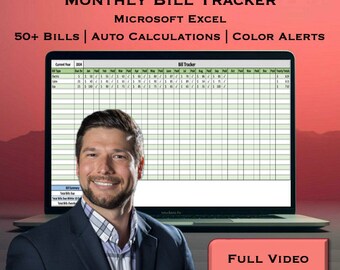 Monthly Bill Tracker Spreadsheet | Monthly Expense Tracker | Expense Tracking Spreadsheet | Household Expense Budget | Microsoft Excel