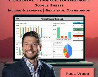 Personal Finance Dashboard | Household Budget | Expense Tracker | Budget Planner | Finance Tracking Template | Google Sheets