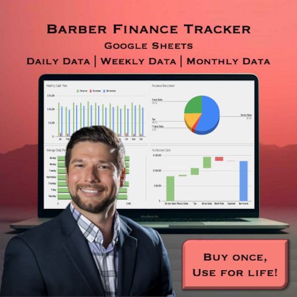 Barber Financial Tracker | Salon Finance Tracker | Barber Business Tracker | Salon Money Spreadsheet | Barber Spreadsheet | Google Sheets