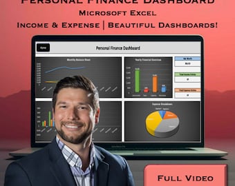 Personal Finance Dashboard | Household Budget | Expense Tracker | Budget Planner | Finance Tracking Template | Microsoft Excel