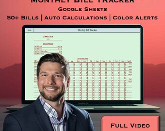 Monthly Bill Tracker Spreadsheet | Monthly Expense Tracker | Expense Tracking Spreadsheet | Household Expense Budget | Google Sheets