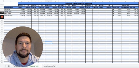 Employee Work Schedule Spreadsheet Google Sheets Template - Etsy