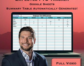 Employee PTO Time Off Tracker | Employee Vacation Tracker | Employee Holiday Tracker | Employee Sick Day Tracker | Google Sheets PTO Tracker