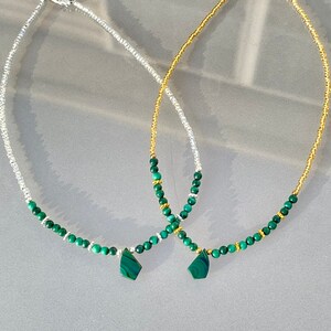 Natural Malachite Beaded Choker