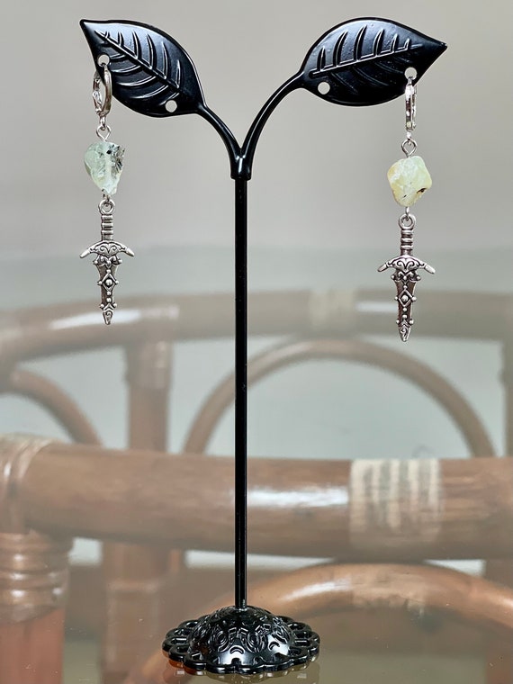 Prehnite Dagger Earrings