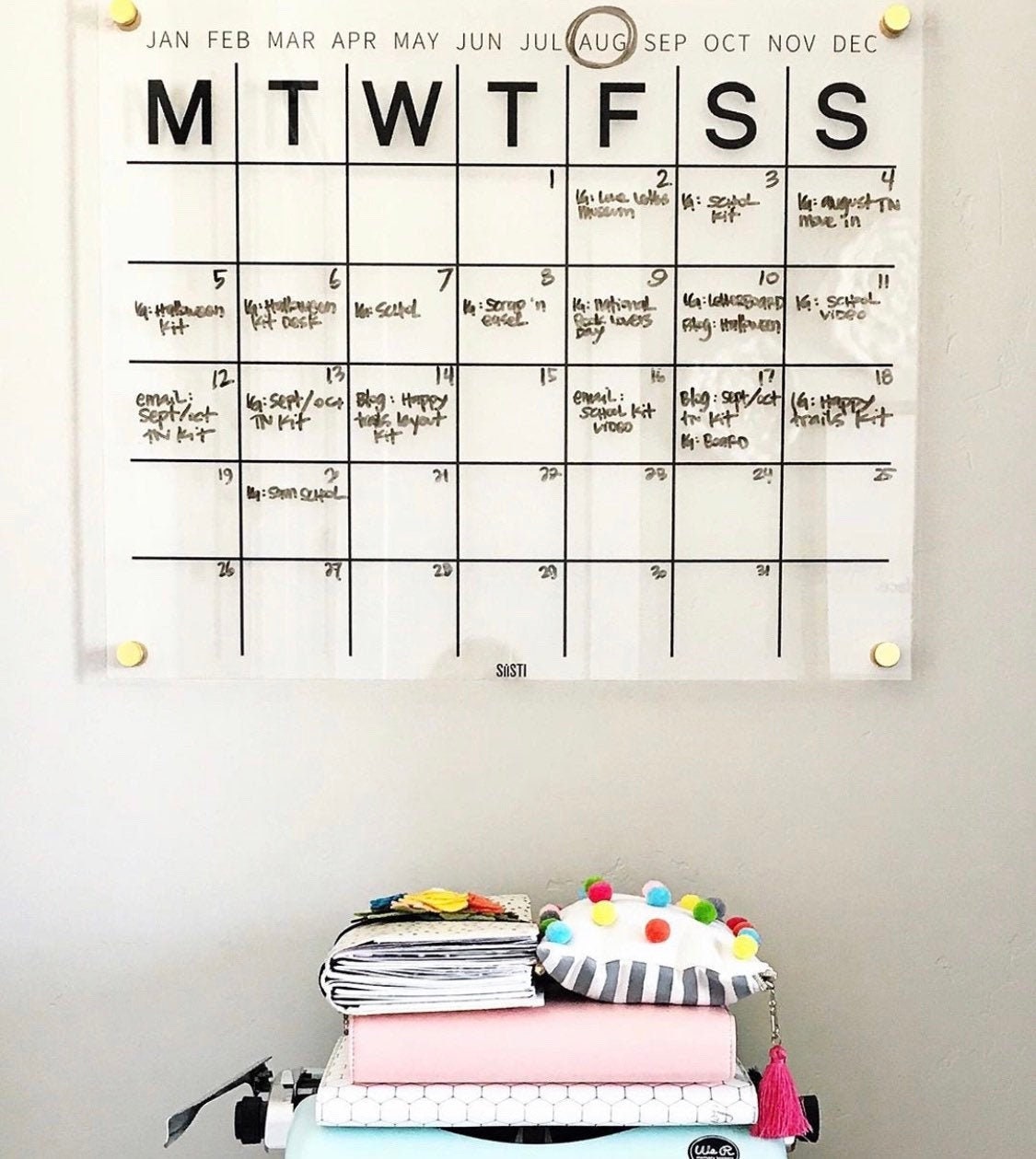 Monthly Acrylic Wall Calendar With Menu + Notes