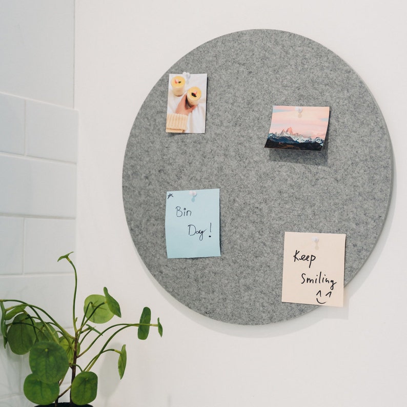 Circle Acoustic Felt Pin Board Light Grey Etsy