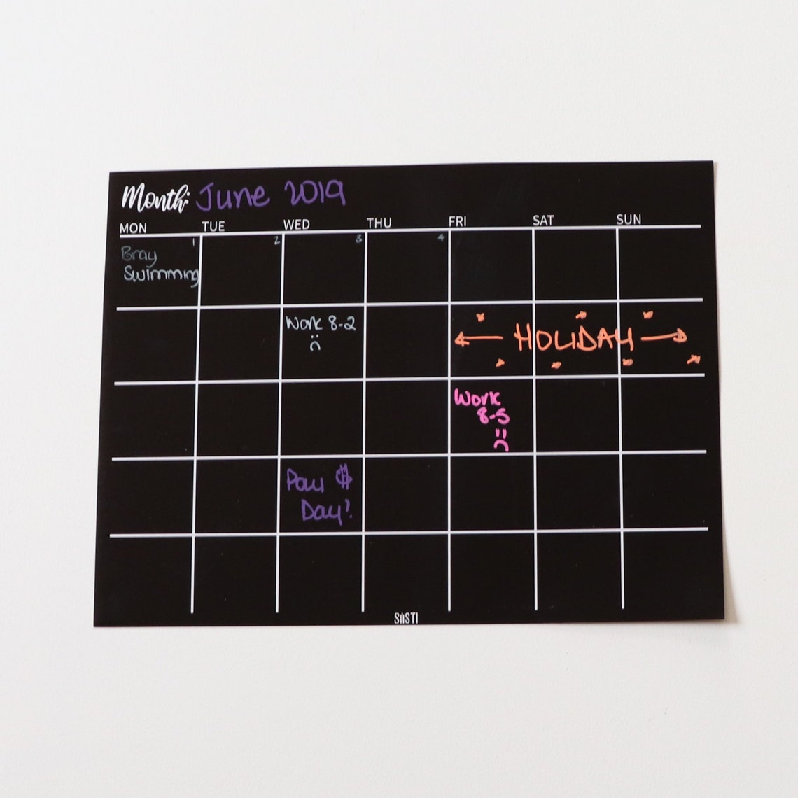 Black Fridge Monthly Planner Calendar Etsy