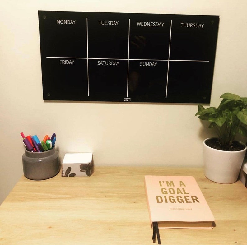 Black Acrylic Weekly Wall Calendar Planner Landscape Medium Etsy